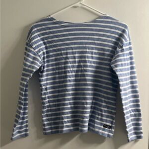 French Blue and White Striped Long Sleeve Shirt
